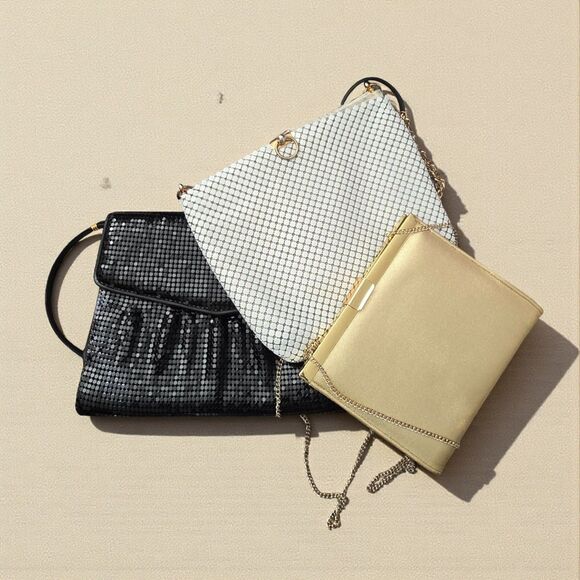 BUNDLE! Final Offer! Vintage Imitation Pearls, Earrings & 2 Whiting & Davis Bags - Picture 3 of 6